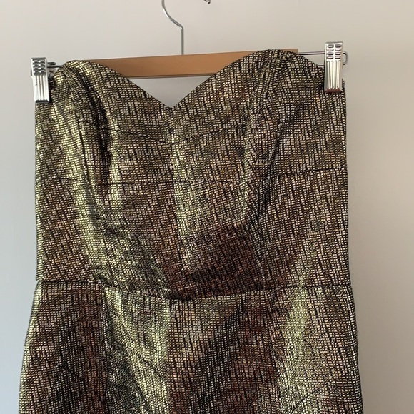 Milly Gold Metallic Strapless Dress 6 - Picture 6 of 12